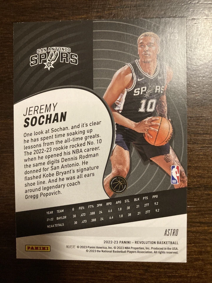 Jeremy Sochan 2022-23 Panini Revolution #143 RC & NBA Hoops Winter #239 RC - Image 4 of 4