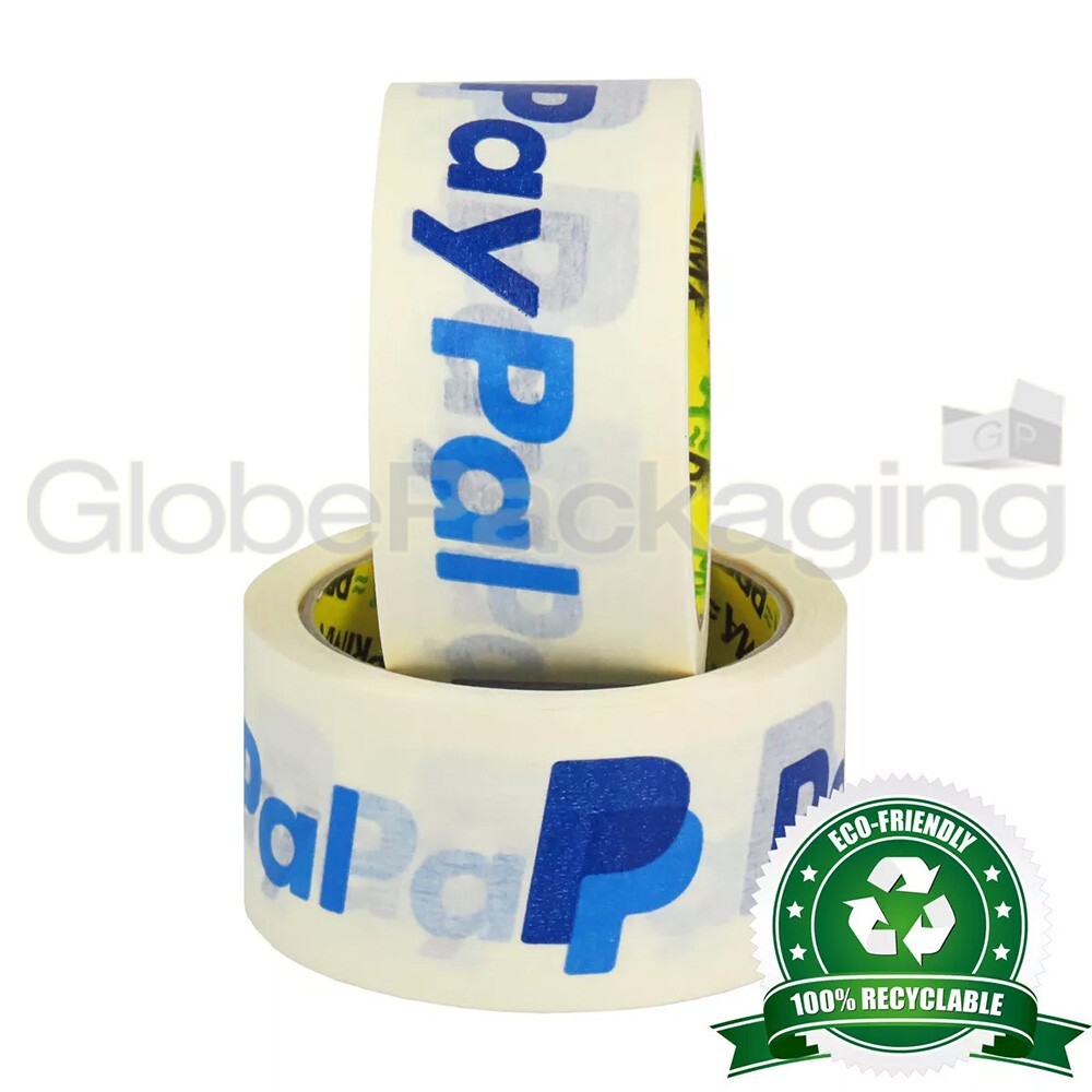 12 Rolls Of 100% Recyclable 2"" (50mm) PayPal White Kraft Paper Eco Packing Tape