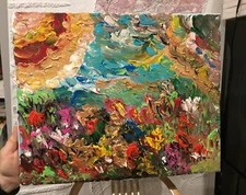 Original acrylic on canvas painting linear impressionism Summer￼