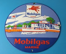 Vintage Mobil Sign - Pegasus Mobilgas Marine Gas Pump Service Porcelain Sign