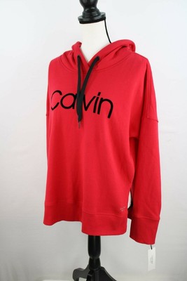 Calvin Klein Performance Velvet Logo Oversized Pullover Fleece Hoodie, Salsa, M | eBay