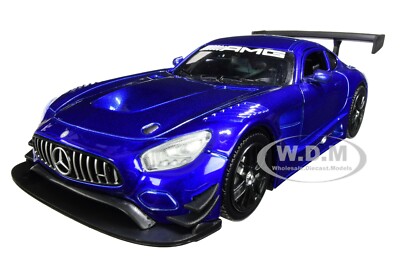MERCEDES AMG GT3 BRIGHT BLUE 1/24 DIECAST MODEL CAR BY MOTORMAX 73386