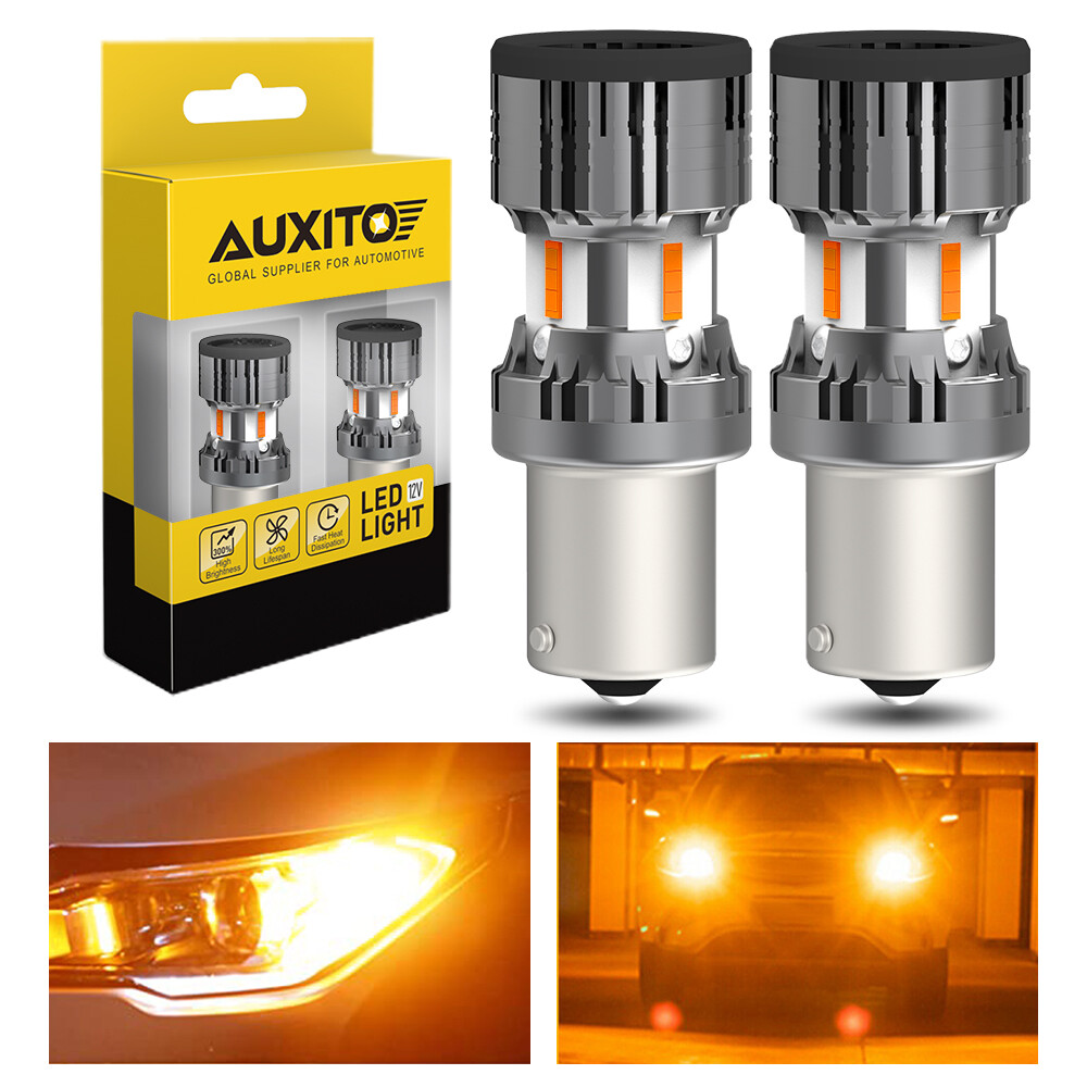 AUXITO 1156PY BAU15S PY21W Amber 2200K LED Rear Turn Signal Light Bulbs CAN