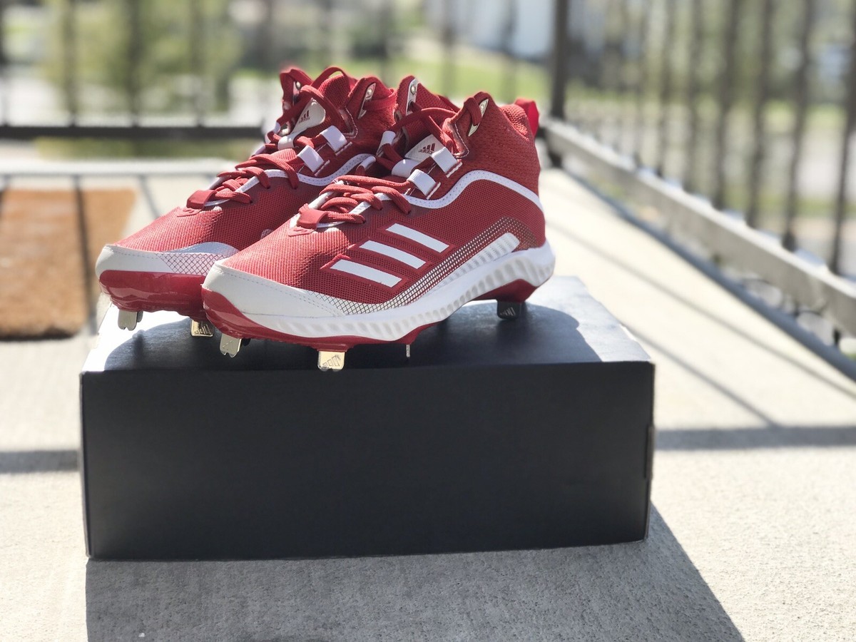 Brand New Adidas Icon 6 Bounce Mid Baseball Cleats “Red” Sz: 7.5 M