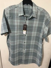 Tasso Elba Mens Stretch Mini-Box Dobby Plaid Short Sleeve Button Down Shirt XL
