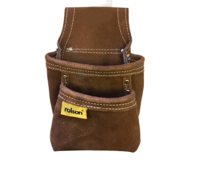 Rolson Heavy Duty Leather twin Pocket carpenters Framers Nail Tool Pouch