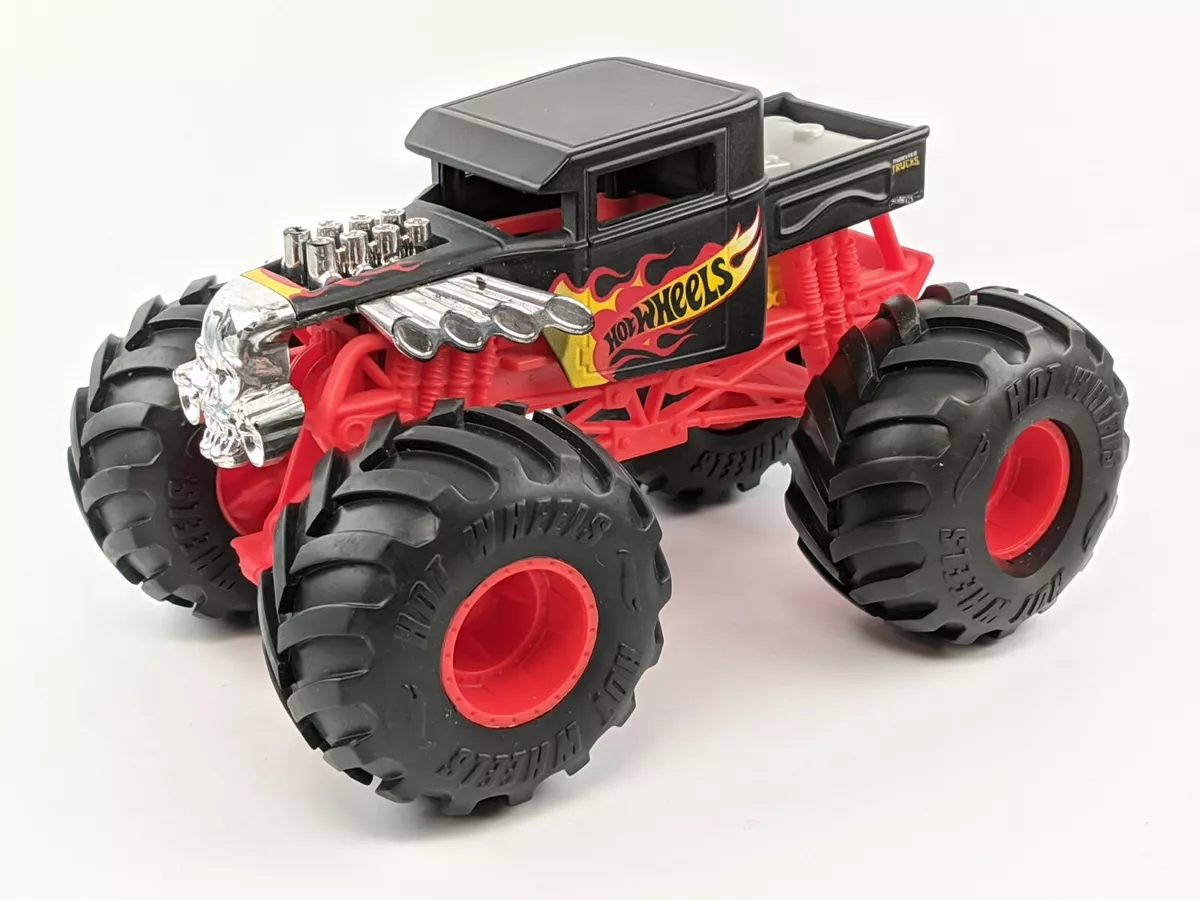 Hot Wheels 1:24 Scale Monster Truck Black Hotrod w/ Skull and Flames Jam