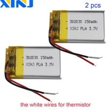2pcs 3.7V 150mAh 0.555Wh Li Battery 302030 Thermistor 3-Wires For GPS DashCam