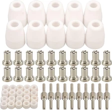 60Pcs PT-31 Nickel Plated Extended Air Plasma Cutting Nozzle Electrode Consumabl
