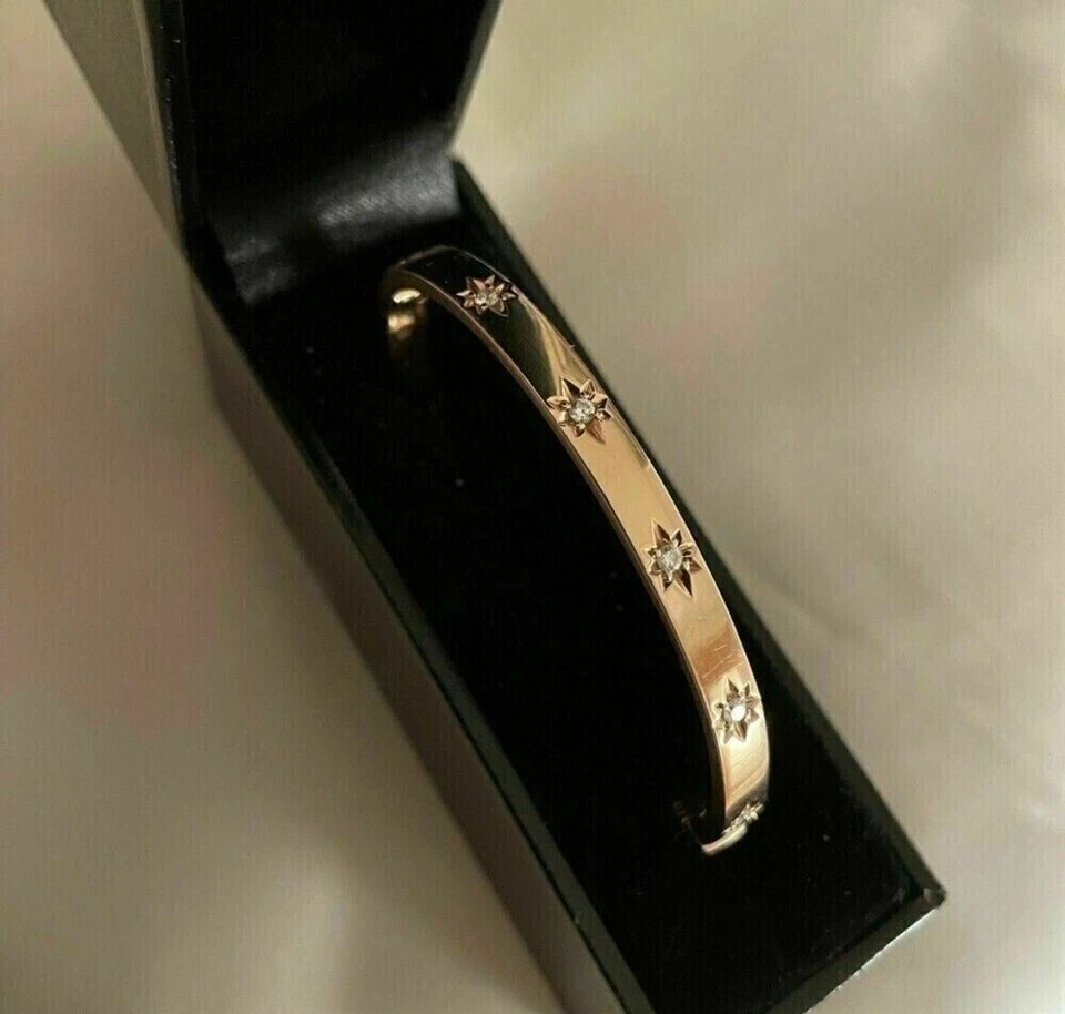 Designed Vintage 0.70Ct Love Women's Fine Bangle Bracelet 14K Yellow Gold Finish - Image 3 of 4