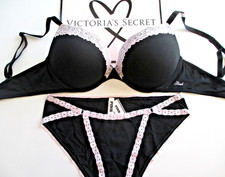 VICTORIA'S SECRET PINK Super Push-Up Bra Set 36A 36B 36C 36D 36DD 38B 38C Black