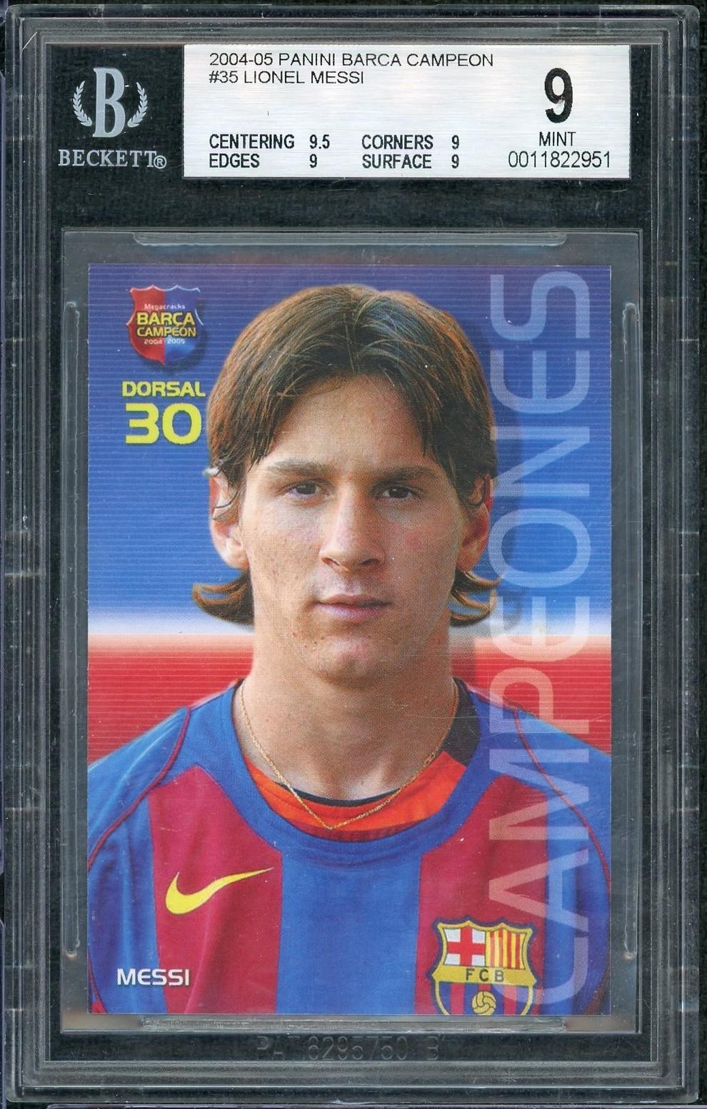 2004 Panini Barca Campeon Lionel Messi #35 BGS 9 Mega Cracks
