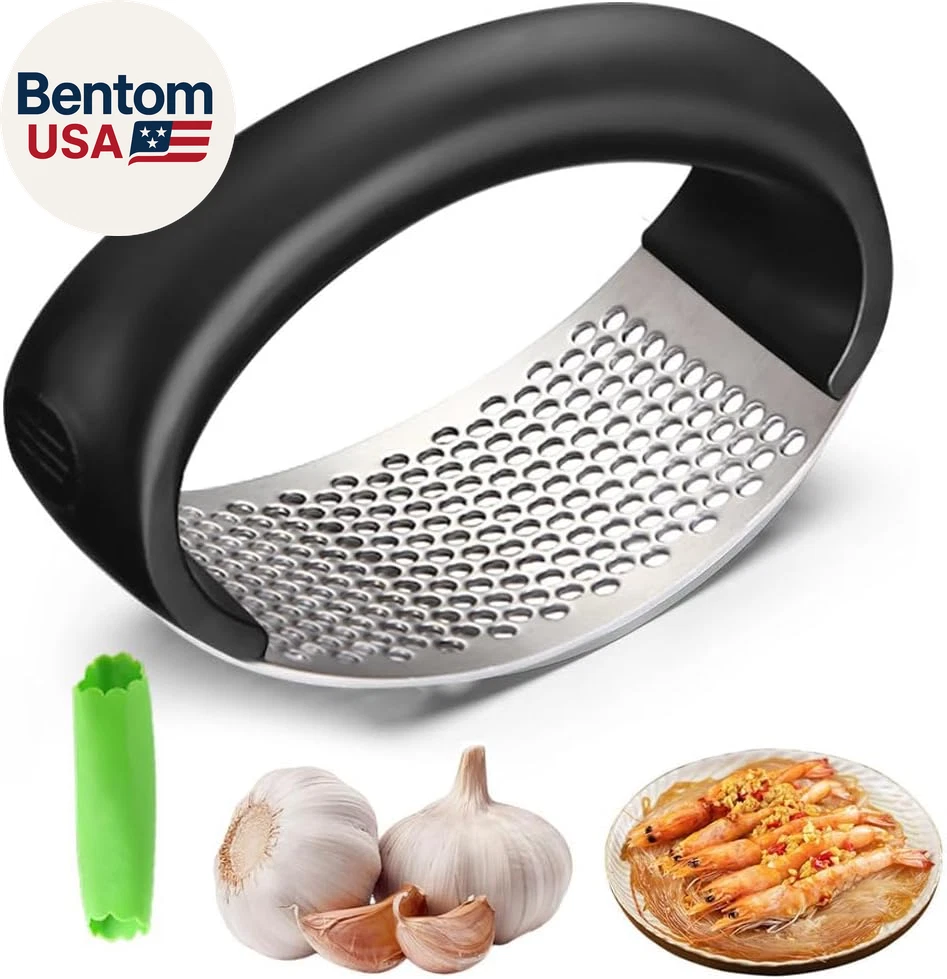 Upgraded 2025 Stainless Steel Garlic Press - Home Kitchen Utensil (1, Black)
Opens in a new window o