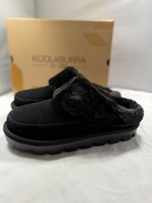 UGG Slippers Women Size 10 Tizzey Koolaburra by Black Faux Fur Suede Mule NIB
