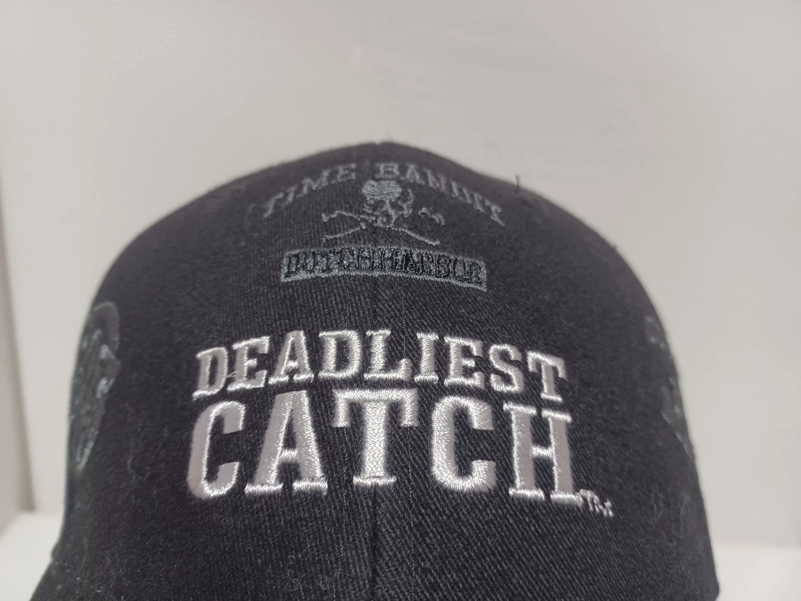Vintage Y2K 2009 Deadliest Catch Time Bandit Ghost Crab AOP Self Fastening Hat