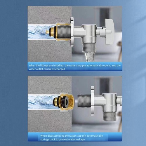 Rubinetto Lavatrice A Parete - Valvola Angolare In Acciaio Inox Con Apertura Rapida, Argento - Foto 8