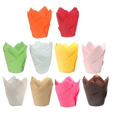 50 piezas tazas de magdalenas tulipanes estuches únicos para cupcakes para cumpleaños y vacaciones para hornear