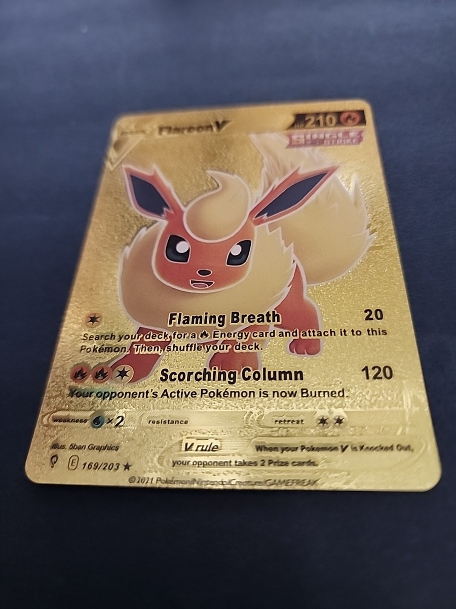 Pokémon Flareon V 169/203 Single Strike Evolving Skies Gold Foil