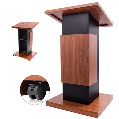 47in Wooden Podium Lectern Pulpit Storage Mic Slot Privacy Panel Particle Board