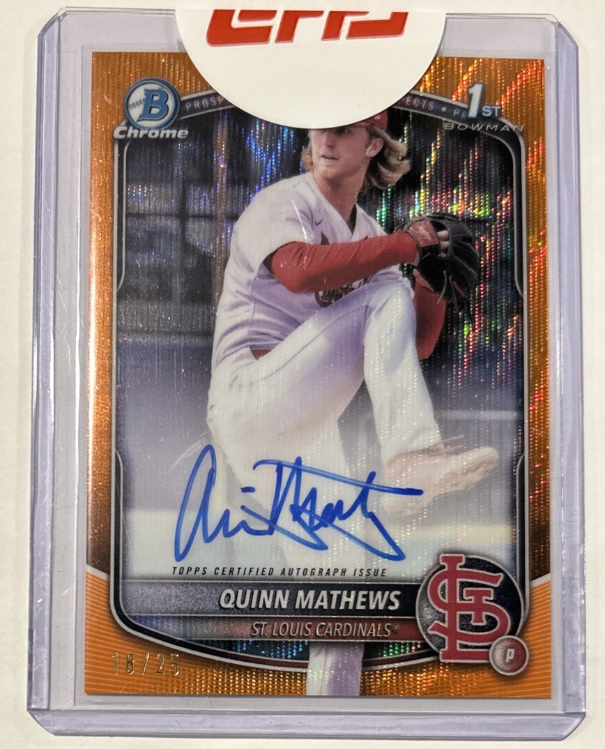 2025 Bowman Quinn Mathews Chrome Auto Orange Wave Refractor 1st #18/25