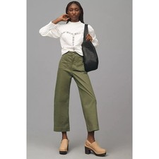 Anthropologie Maeve Colette Twill Crop Wide-Leg Pants size 30T
