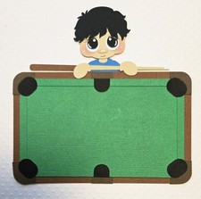 Pool Table Boy Black Hair. Scrapbook, Card Making Paper Piecing