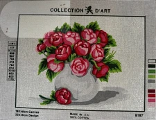 Printed needlepoint canvas 30x40  Cm Roses Canvas Only Rto