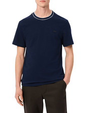 Lacoste T-shirt in piquè con colletto a righe blu