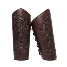 Medieval Leather Armor Punk adjustable, Dragon Bracers-dark Brown