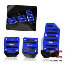 3PCS Car Non-Slip Aluminum Alloy Pedal Pads, Anti-Rubbing Auto Manual Blue