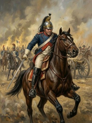 Waterloo 1815 Französische Kavallerie Reiter 10 x 8 Zoll Druck.