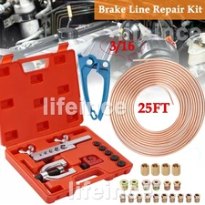 25 ft 3/16 Copper Coated Brake Line Single Double Flaring Tool with Tube Bender