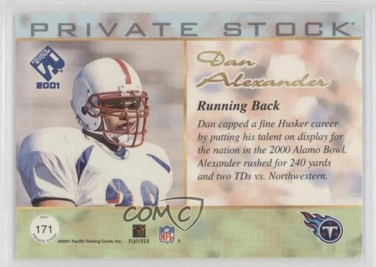 2001 Pacific Private Stock /500 Dan Alexander #171 - Image 2 of 2