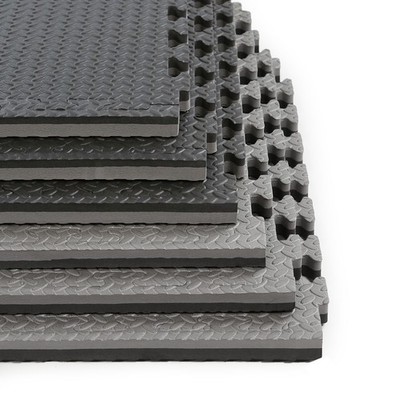 Xspec 1'' Extra Thick Reversible EVA Foam Gym Mats 12 pcs 48 Sq Ft, Black & Grey