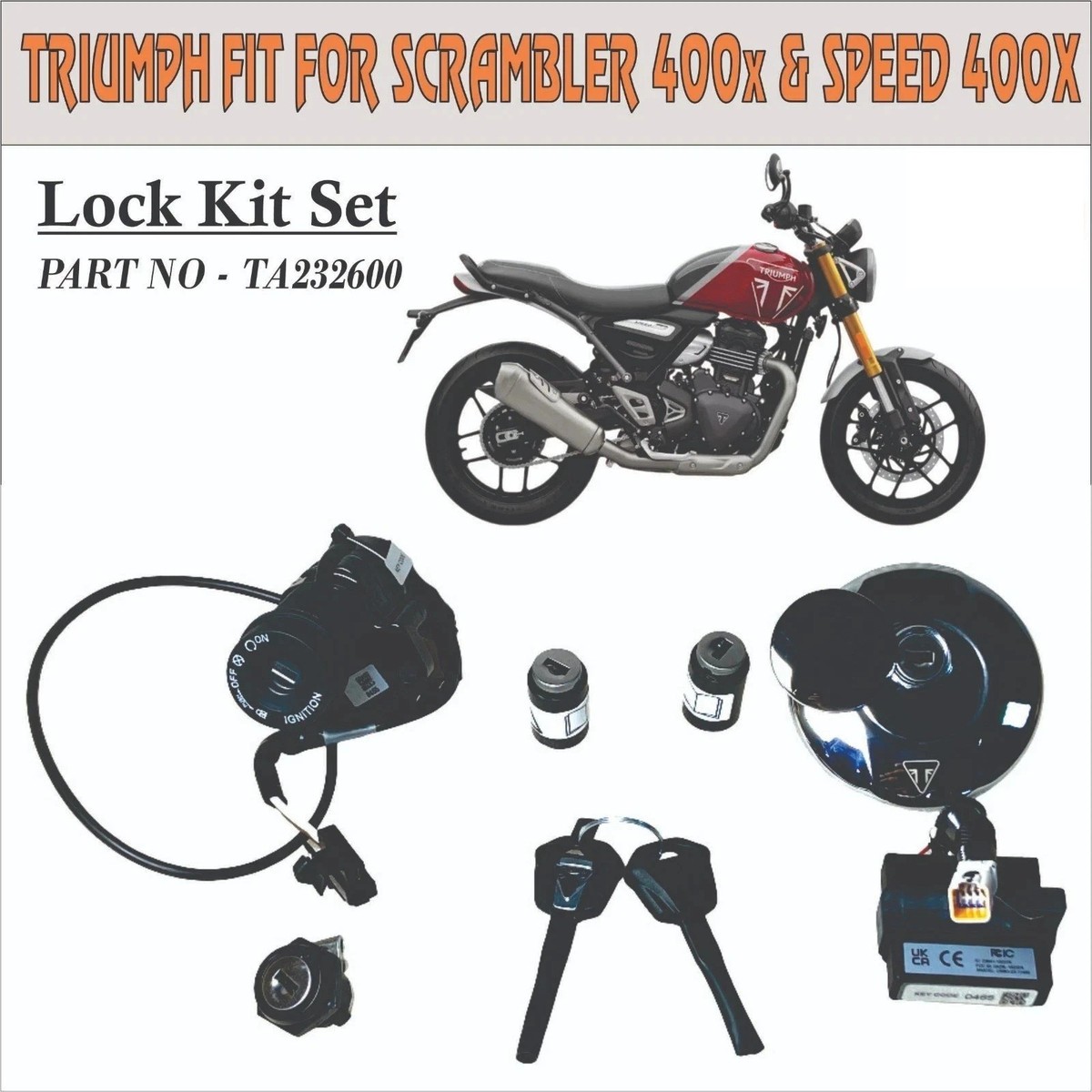 Lock Set & Key Code Module Triumph Scrambler 400x & Speed 400