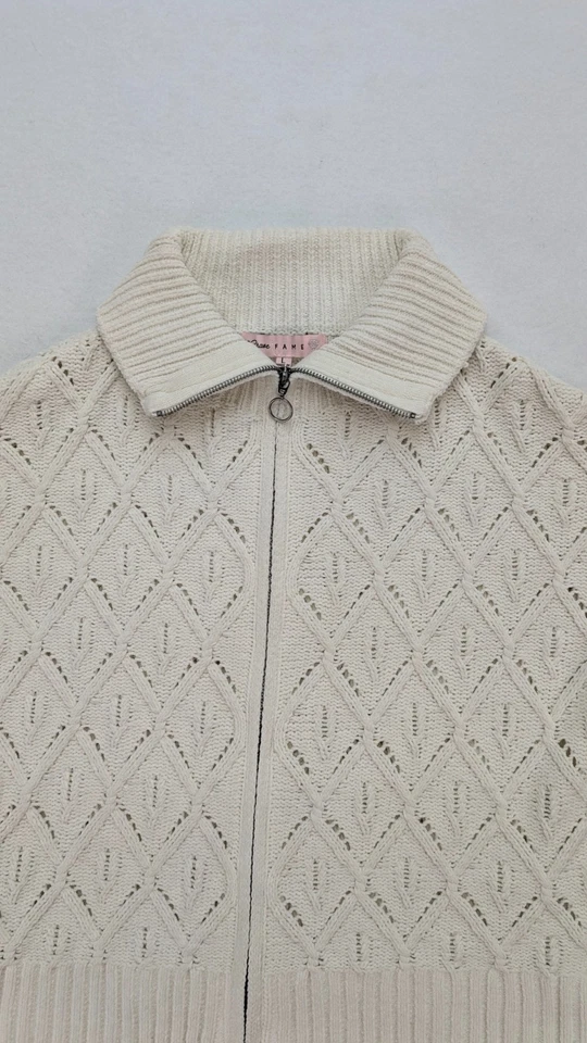 Suéter para mujer Crave Frame talla L marfil cremallera completa cárdigan manga larga DEFECTUOSO Foto 3 de 4