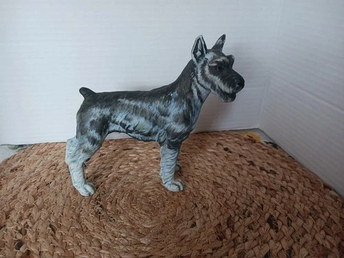Vintage Andrea Sadek 7733 BLUE Schnauzer Dog Figurine 6.5x7” Porcelain