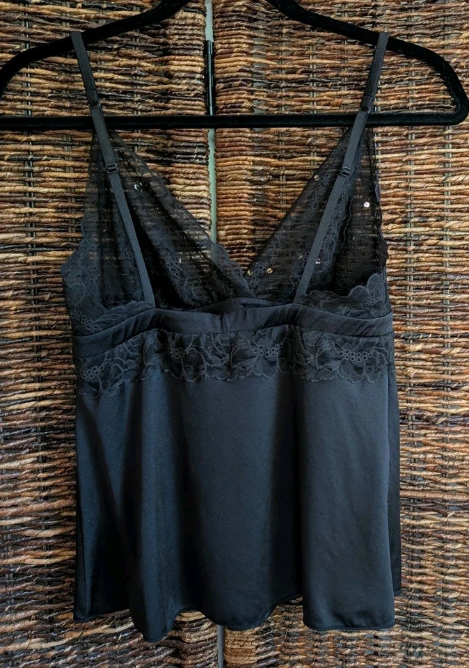 Camiseta sin mangas Victoria's Secret Y2K con cuentas de encaje lentejuelas transparente para mujer mediana Foto 2 de 4