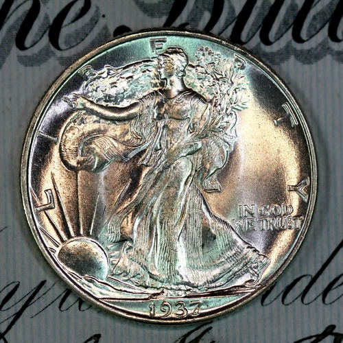 * 1937-P * PRISTINE+ GEM BU MS WALKING LIBERTY HALF-DOLLAR * FROM COLLECTION