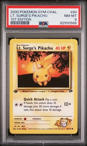 Lt. Surge's Pikachu (1st Edition) graded PSA 8 for sale on eBay