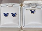 Set Disney Mickey Mouse Earrings & Necklace. Sterling Silver. Blue Crystals. New — photo 3