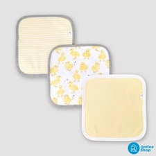 Burt's Bees Baby Girls' 3 Little Ducks Washcloths - Yellow
