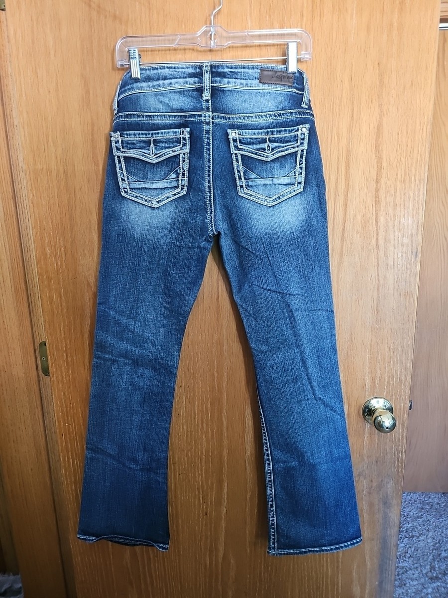 Daytrip Lynx Bootcut Jeans Women's 27R Dark Blue Stretch Buckle