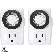 User-Friendly 2-Pack Mini 3-Prong Mechanical Outlet Timers - Program Flexibly