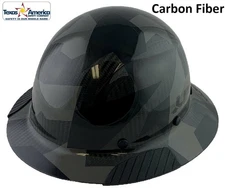 DAX Actual Carbon Fiber Full Brim Lift Safety Hard Hat - Camo Black