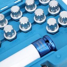 21pcs Wheel Lock Lug Nut Remover Tool Kit With 1/2in Drive Adapter Steel Chrome