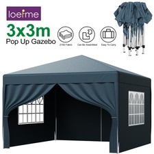 Loefme 2X2m 2.5×2.5m 3x3m Heavy Duty Metal Pop up Gazebo Marquee Garden Canopy