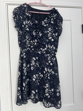 Gap Floral Dress Size Medium Lined Blue With Gray White