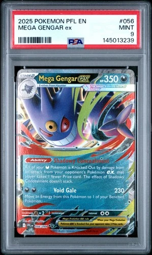 2025 POKEMON PFL EN-PHANTASMAL FLAMES #056 MEGA GENGAR EX PSA 9