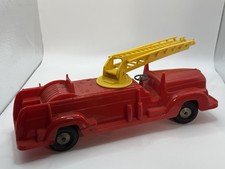 Vintage 1950s Louis Marx Wind-up Plastic Ladder Fire Truck Red Yellow Usa